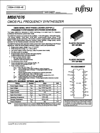 MB87076P Datasheet PDF Fujitsu