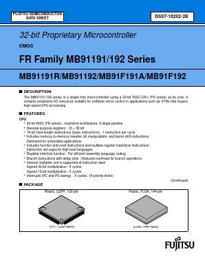 MB91F191A Datasheet PDF Fujitsu