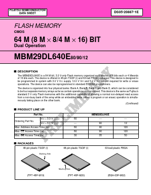 MBM29DL640E80PBT Datasheet PDF Fujitsu