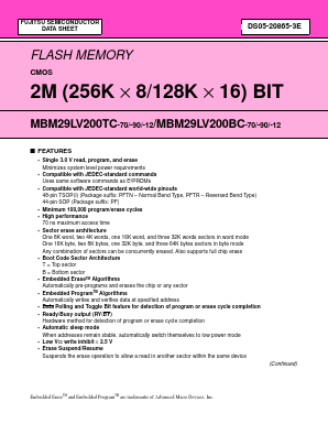 MBM29LV200TC-70 Datasheet PDF Fujitsu