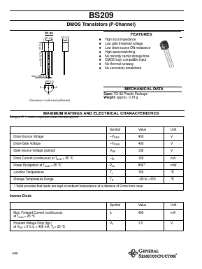 BS209 Datasheet PDF General Semiconductor