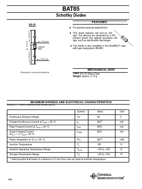 BAT85 Datasheet PDF General Semiconductor