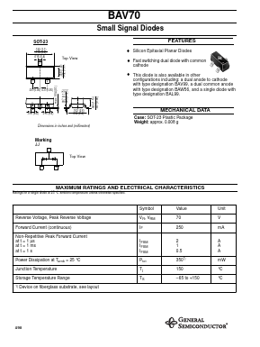 BAV70 Datasheet PDF General Semiconductor