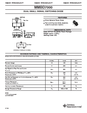 MMBD7000 Datasheet PDF General Semiconductor