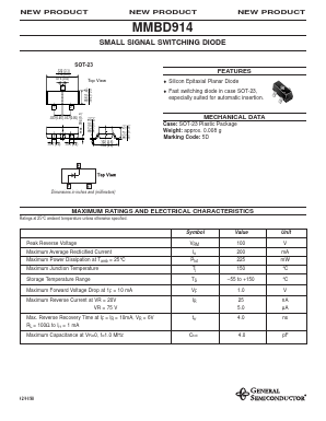 MMBD914 Datasheet PDF General Semiconductor