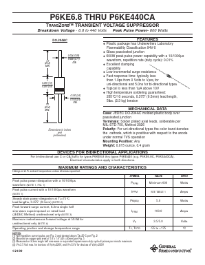 P6KE24 Datasheet PDF General Semiconductor