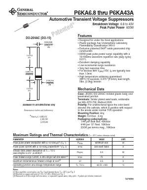 P6KA39A Datasheet PDF General Semiconductor