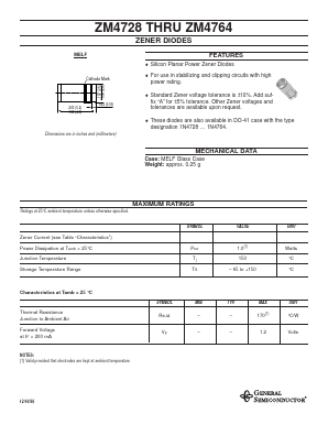 ZM4728 Datasheet PDF General Semiconductor