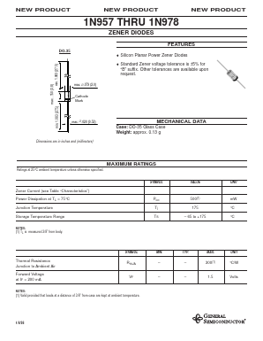 1N957B Datasheet PDF General Semiconductor