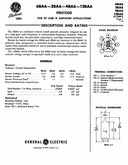 12BA6 Datasheet PDF General Electric Company