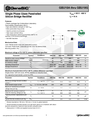 GBU10G Datasheet PDF GeneSiC Semiconductor, Inc.