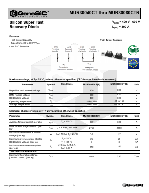 MUR30040CT Datasheet PDF GeneSiC Semiconductor, Inc.