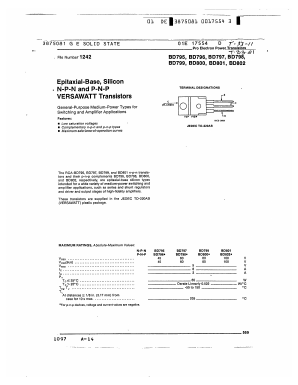 BD802 Datasheet PDF GE Solid State
