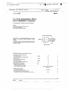 BD277 Datasheet PDF GE Solid State