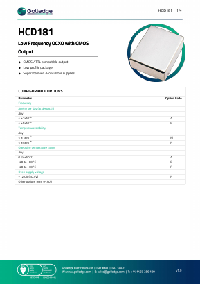 HCD181 Datasheet PDF Golledge Electronics Ltd