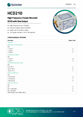 HCD210 Datasheet PDF Golledge Electronics Ltd