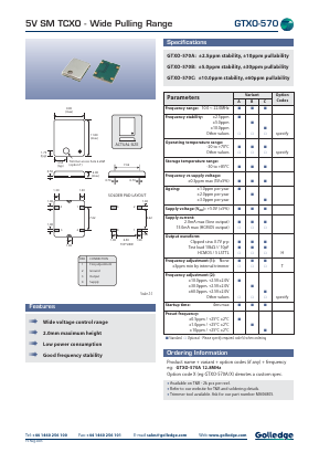 GTXO-570B Datasheet PDF Golledge Electronics Ltd