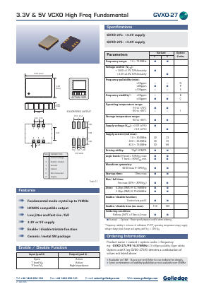 GVXO-27 Datasheet PDF Golledge Electronics Ltd