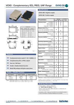 GVXO-38N Datasheet PDF Golledge Electronics Ltd