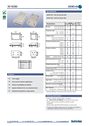 GVXO-41 Datasheet PDF Golledge Electronics Ltd