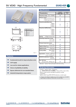 GVXO-45F/SC Datasheet PDF Golledge Electronics Ltd