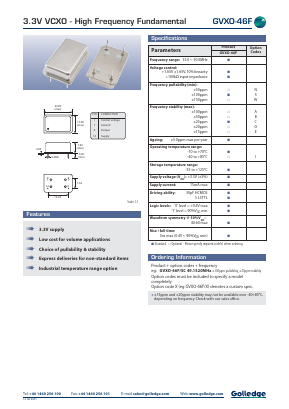 GVXO-46SC Datasheet PDF Golledge Electronics Ltd