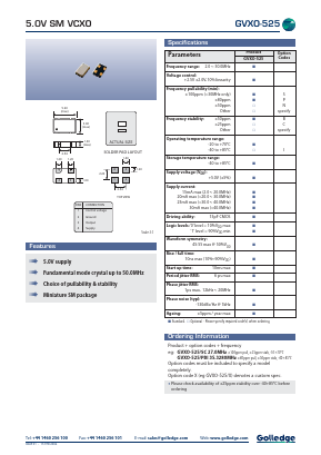 GVXO-525 Datasheet PDF Golledge Electronics Ltd