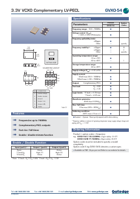GVXO-54C Datasheet PDF Golledge Electronics Ltd