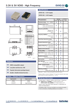 GVXO-32S Datasheet PDF Golledge Electronics Ltd