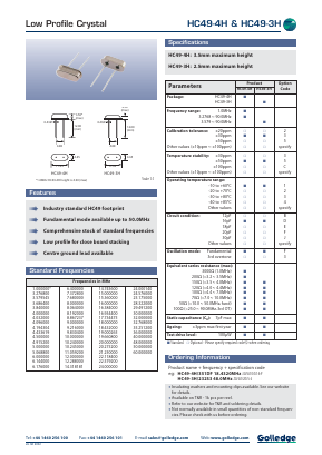HC494H Datasheet PDF Golledge Electronics Ltd