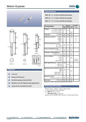 GWX-38/I Datasheet PDF Golledge Electronics Ltd