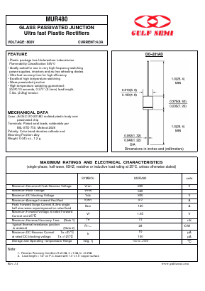 MUR480 Datasheet PDF Gulf Semiconductor