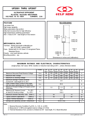 UF2007 Datasheet PDF Gulf Semiconductor