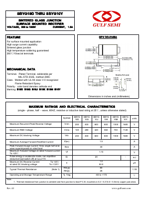 SBYG10M Datasheet PDF Gulf Semiconductor