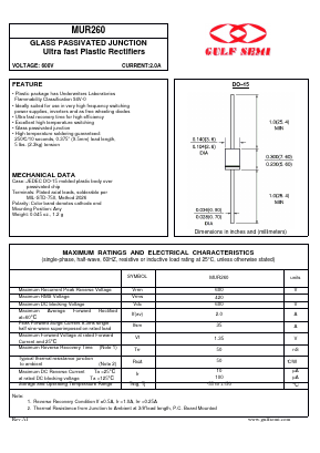 MUR260 Datasheet PDF Gulf Semiconductor
