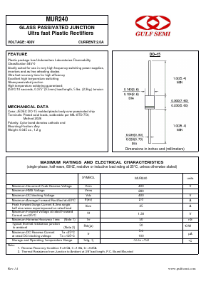 MUR240 Datasheet PDF Gulf Semiconductor