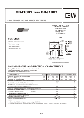 GBJ1004 Datasheet PDF Goodwork Semiconductor Co., Ltd.