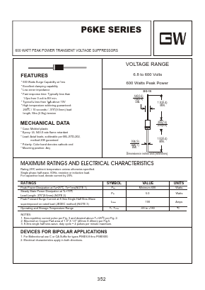 P6KE15CA Datasheet PDF Goodwork Semiconductor Co., Ltd.