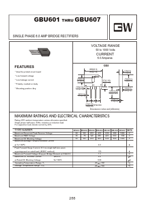 GBU607 Datasheet PDF Goodwork Semiconductor Co., Ltd.