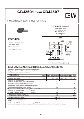 GBJ2506 Datasheet PDF Goodwork Semiconductor Co., Ltd.