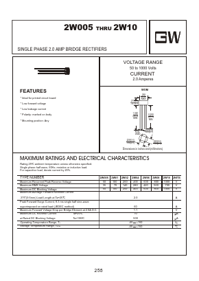 2W02 Datasheet PDF Goodwork Semiconductor Co., Ltd.