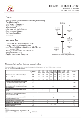 HER201G Datasheet PDF Gaomi Xinghe Electronics Co., Ltd.