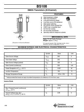 BS108 Datasheet PDF General Semiconductor