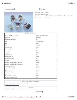 54125 Datasheet PDF Gilway Technical Lamp 