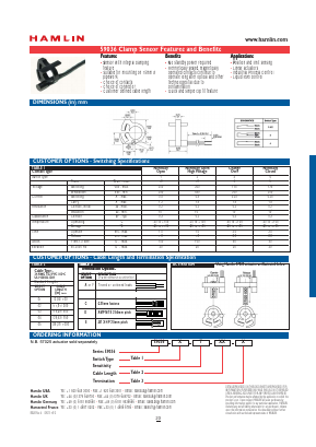 59036-X-T-03-A Datasheet PDF HAMLIN Position and Movement Sensor Solutions