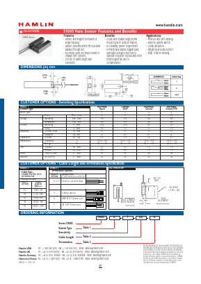 59085-5-T-T-D Datasheet PDF HAMLIN Position and Movement Sensor Solutions