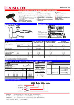 55100-AP-01-D Datasheet PDF HAMLIN Position and Movement Sensor Solutions