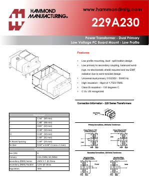 229A230 Datasheet PDF Hammond Manufacturing Ltd.