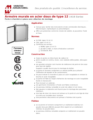 1418S20 Datasheet PDF Hammond Manufacturing Ltd.