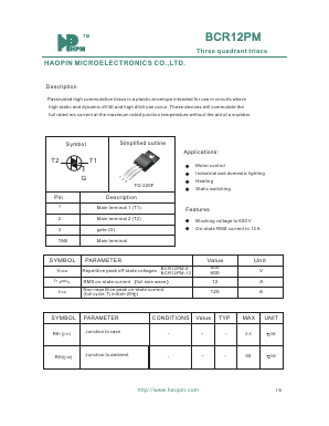 BCR12PM Datasheet PDF HAOPIN MICROELECTRONICS CO.,LTD